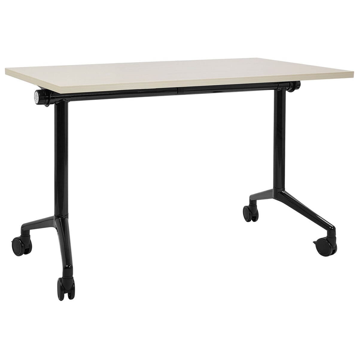 Biurko składane z kółkami 120 x 60 cm jasne drewno z czarnym CAVI