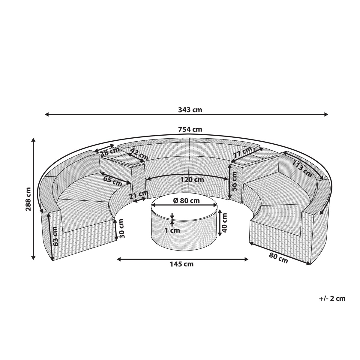 Zestaw ogrodowy z technorattanu 9-osobowy brązowy SEVERO