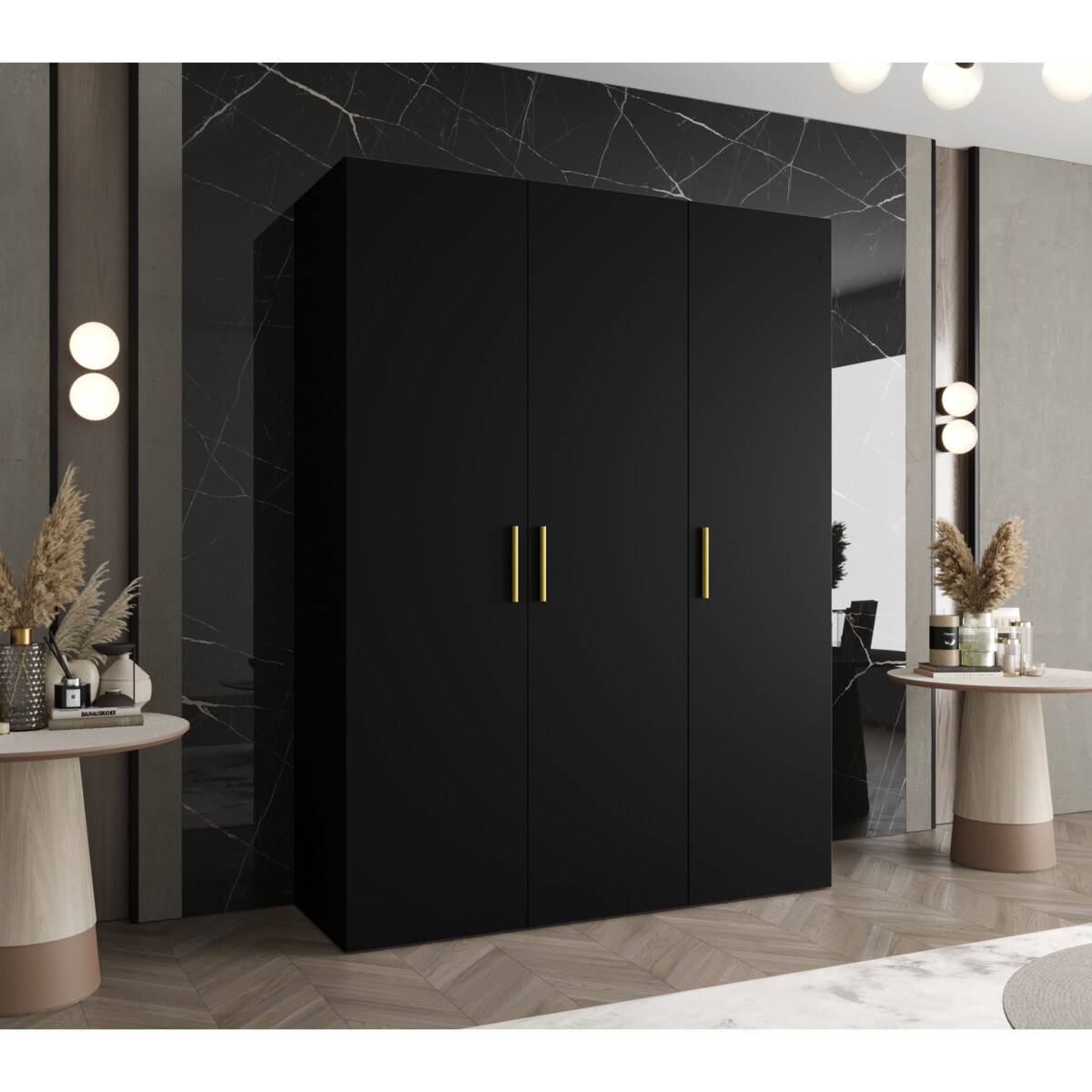 Szafa uchylna otwierana BARI 1 150 wys. 202 cm Czarny + u. Złoty