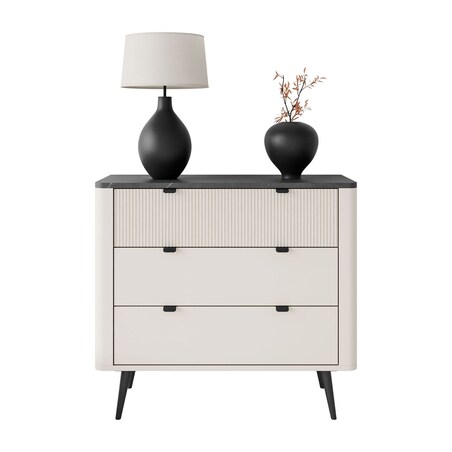 Komoda do salonu AUTUMN 3S na wysokich nóżkach, kaszmir / szary kamień