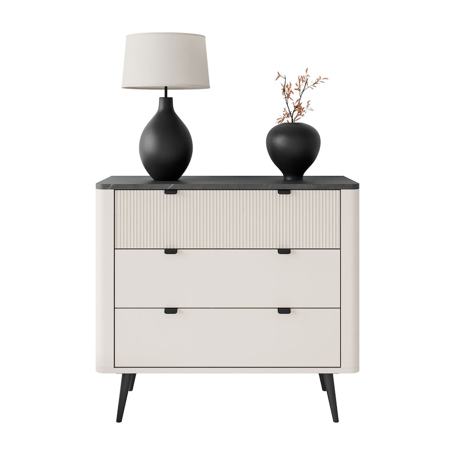 Komoda do salonu AUTUMN 3S na wysokich nóżkach, kaszmir / szary kamień