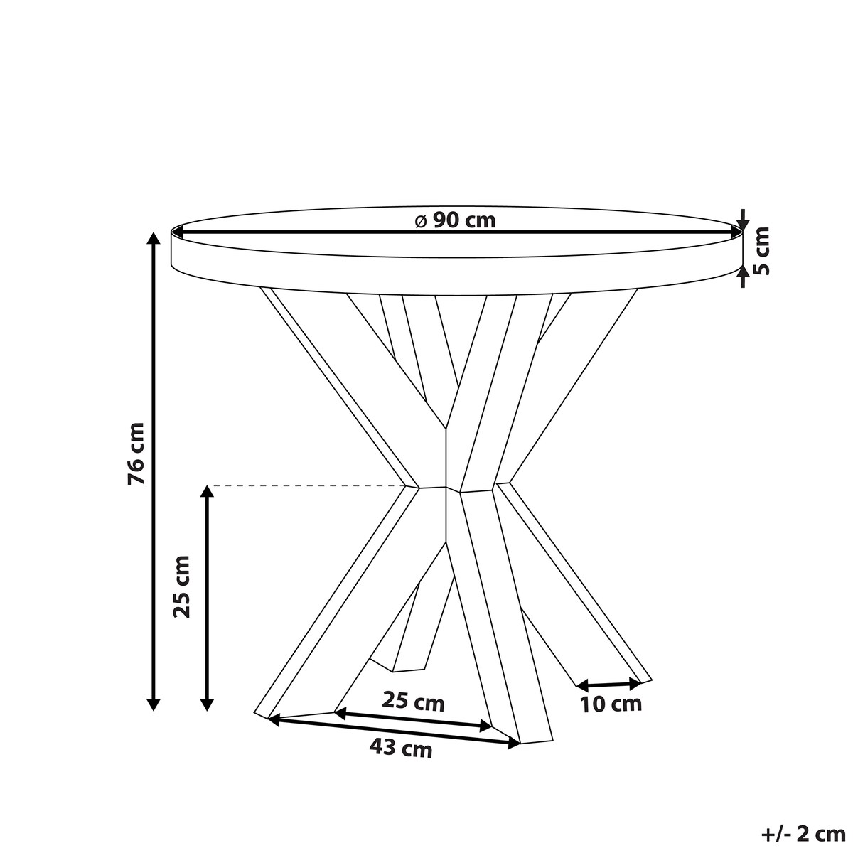 Stół ogrodowy OLBIA 90 cm 90 cm Beton Szary