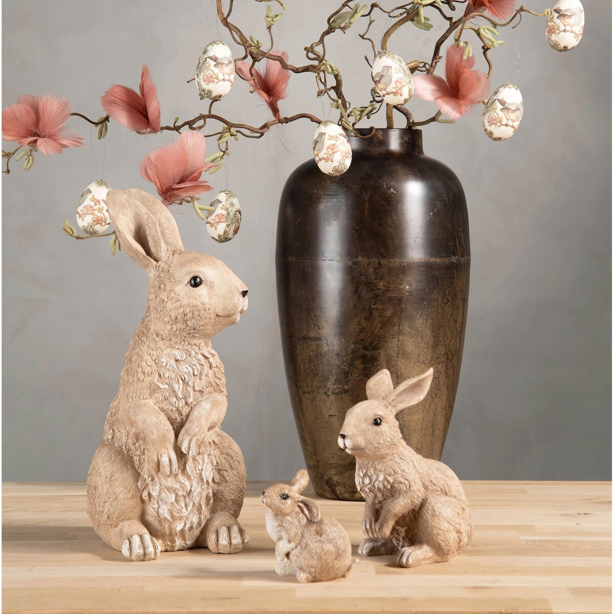 ZAJĄC WIELKANOCNY FIGURKA WIELKANOCNA ZAJĄCZEK 2 szt. NA WIELKANOC BEŻOWA