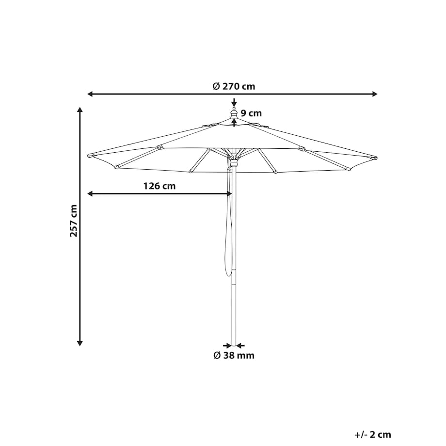Parasol ogrodowy 270 cm TOSCANA Brązowy