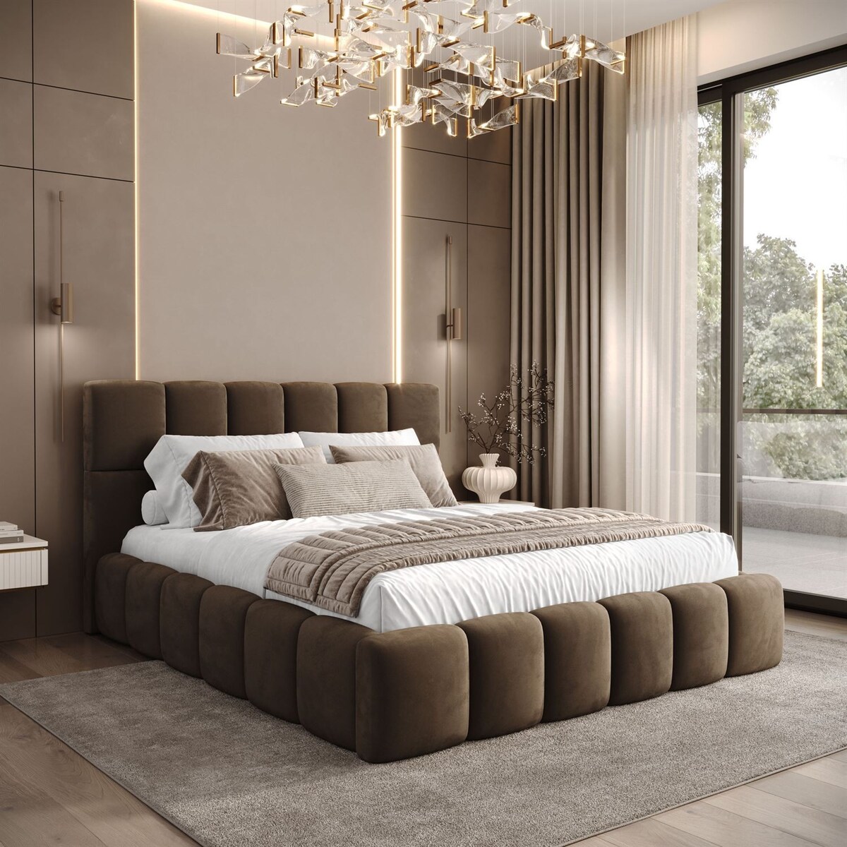 Łóżko tapicerowane VENEZIA, pojemnik na pościel, stelaż 34, 180x200, Royal Velvet 196