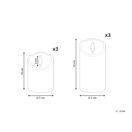 Zestaw 6 świec LED AMOREA 10/15 cm Złamana biel
