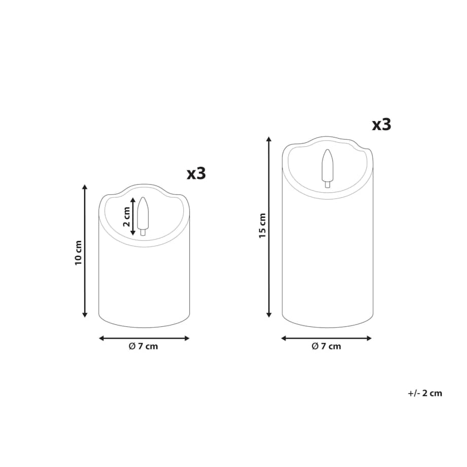 Zestaw 6 świec LED AMOREA 10/15 cm Złamana biel
