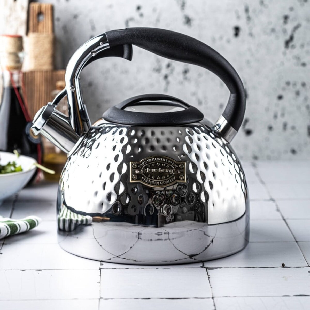 Czajnik stalowy z gwizdkiem 3.0L z grubym dnem srebrny KLAUSBERG