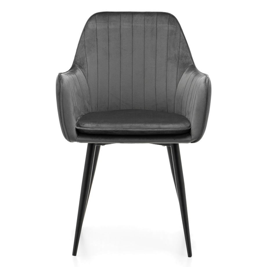 Krzesło tapicerowane EMILIA szare welur salon jadalnia