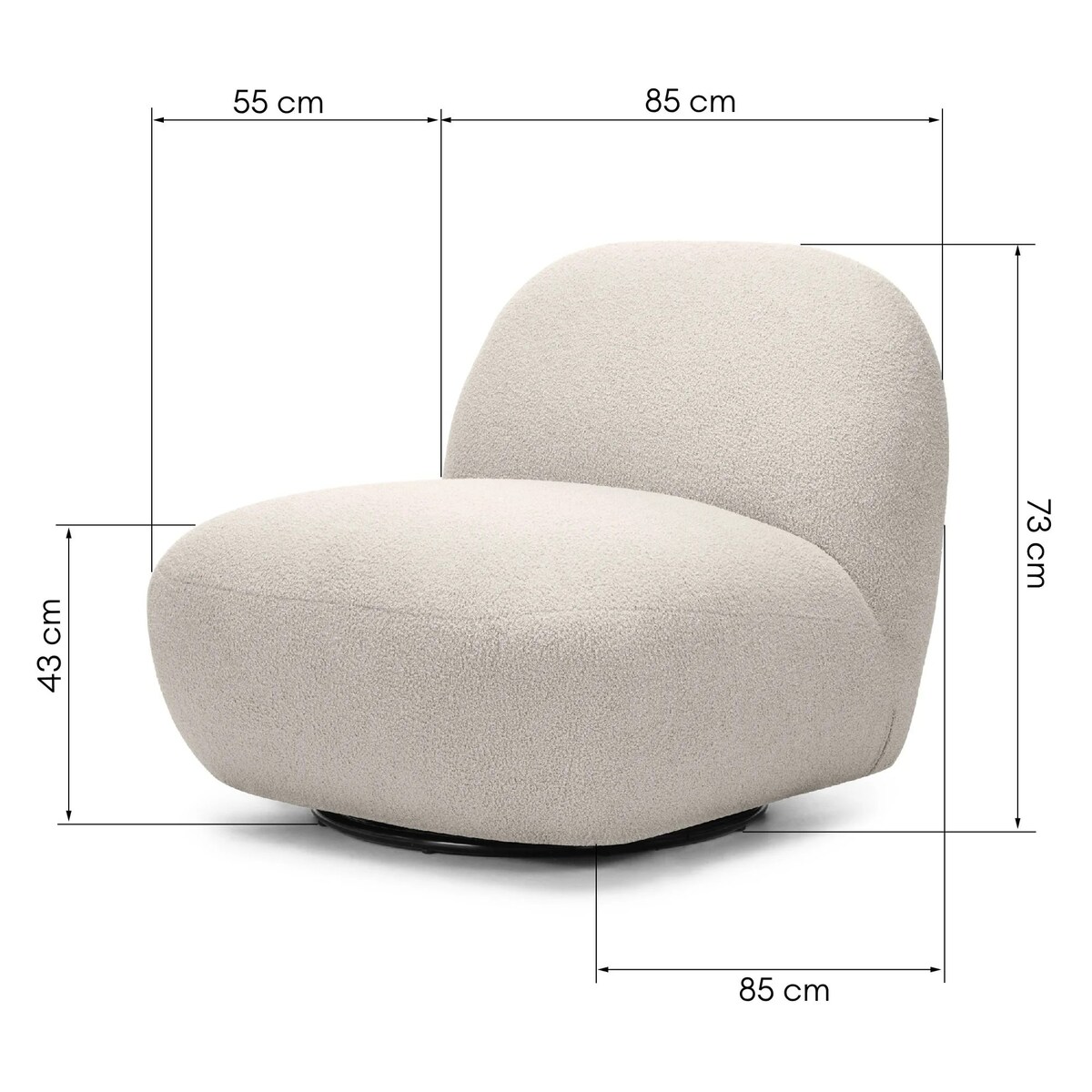 Fotel obrotowy 73x85x85 cm TENNO-3 bouclé jasnobeżowy