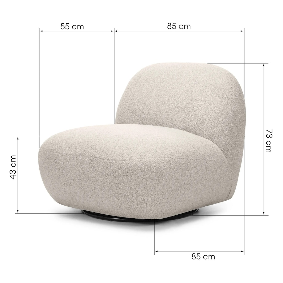 Fotel obrotowy 73x85x85 cm TENNO-3 bouclé jasnobeżowy