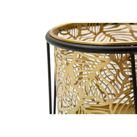 Metalowe osłonki na stojakach, ażurowy wzór roślinny, 2 szt.