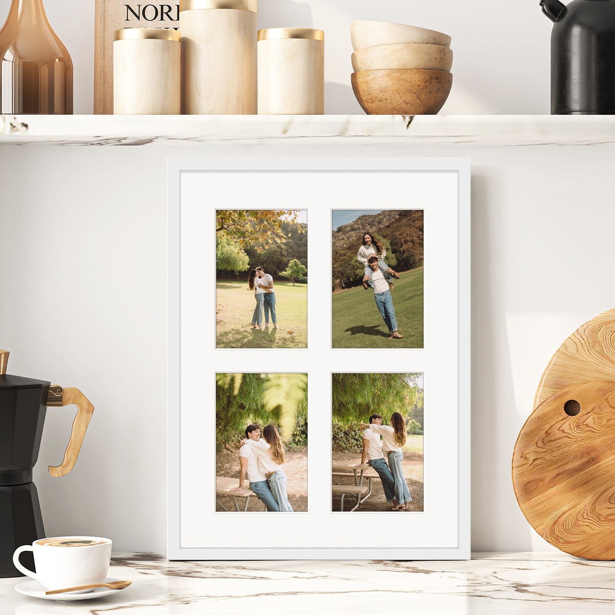 Ramka na 4 zdjęcia 10x15 cm biała foto galeria multirama 30x40 cm FRAMAI