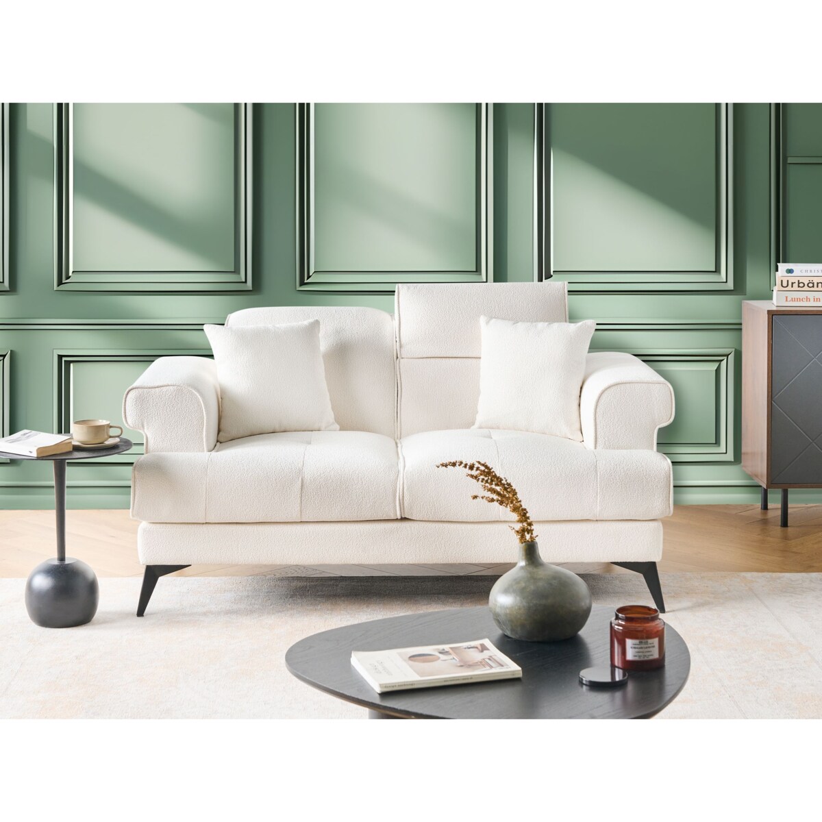 Sofa 2-osobowa biała SKIVE