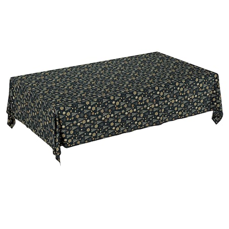 Obrus prostokątny 100 x 100 cm złoty wzór na czarnym tle