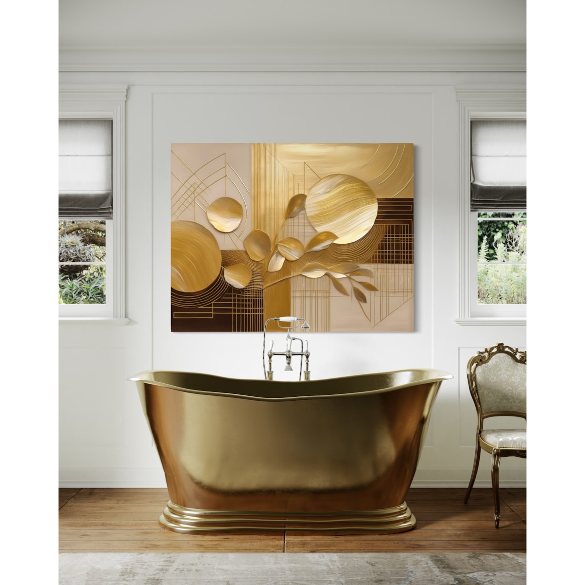 Nowoczesna Złota Abstrakcja Glamour obraz do salonu sypialni biura na ścianę 100x70