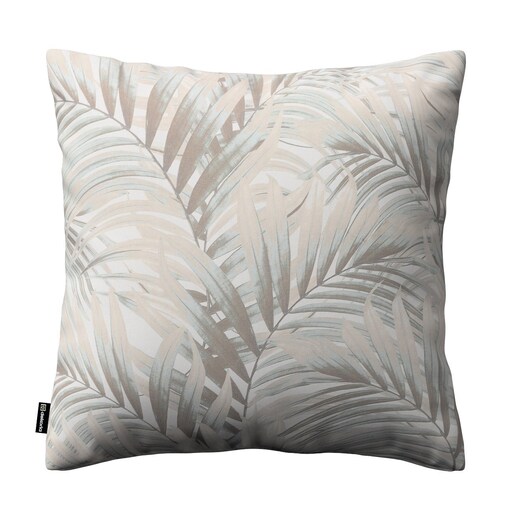 Dekoria Poszewka Kinga na poduszkę 43x43 beżowo-kremowe liście palmy na białym tle