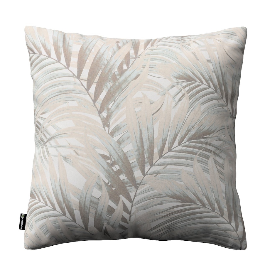 Poszewka Kinga na poduszkę 43x43 beżowo-kremowe liście palmy na białym tle