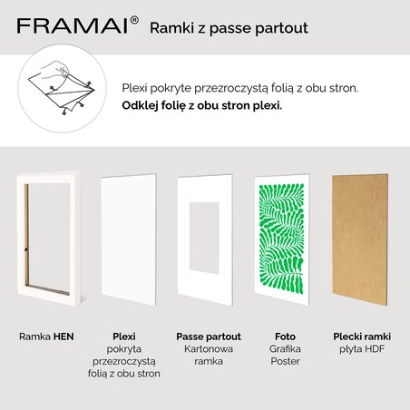 Ramka na zdjęcia z passe partout ramka 70x100 cm z okienkiem passe partout na zdjęcie 60x80 cm kolor biały FRAMAI®