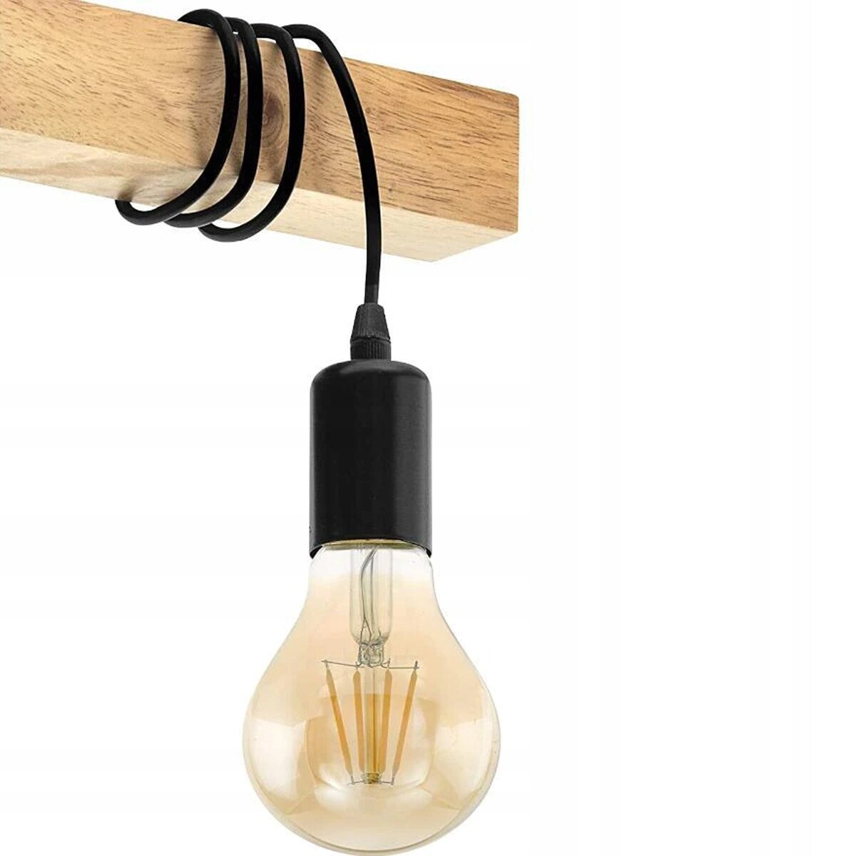 Lampa Sufitowa Wisząca Metal Z Drewnem Loft Line