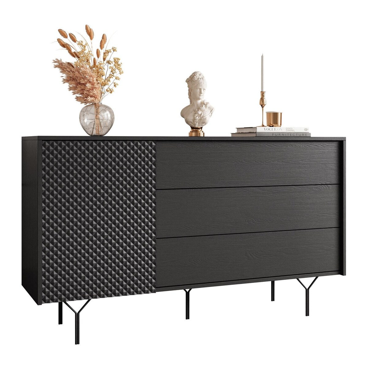 Komoda RICHMOND 1D KSZ144 z szufladami, czarna