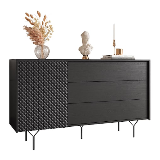 Komoda RICHMOND 1D KSZ144 z szufladami, czarna