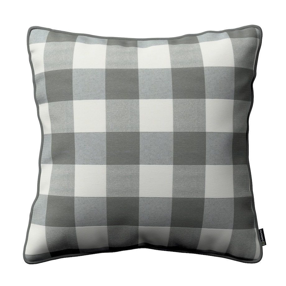 Poszewka Gabi na poduszkę 60x60 szaro-biała krata (5,5x5,5cm)