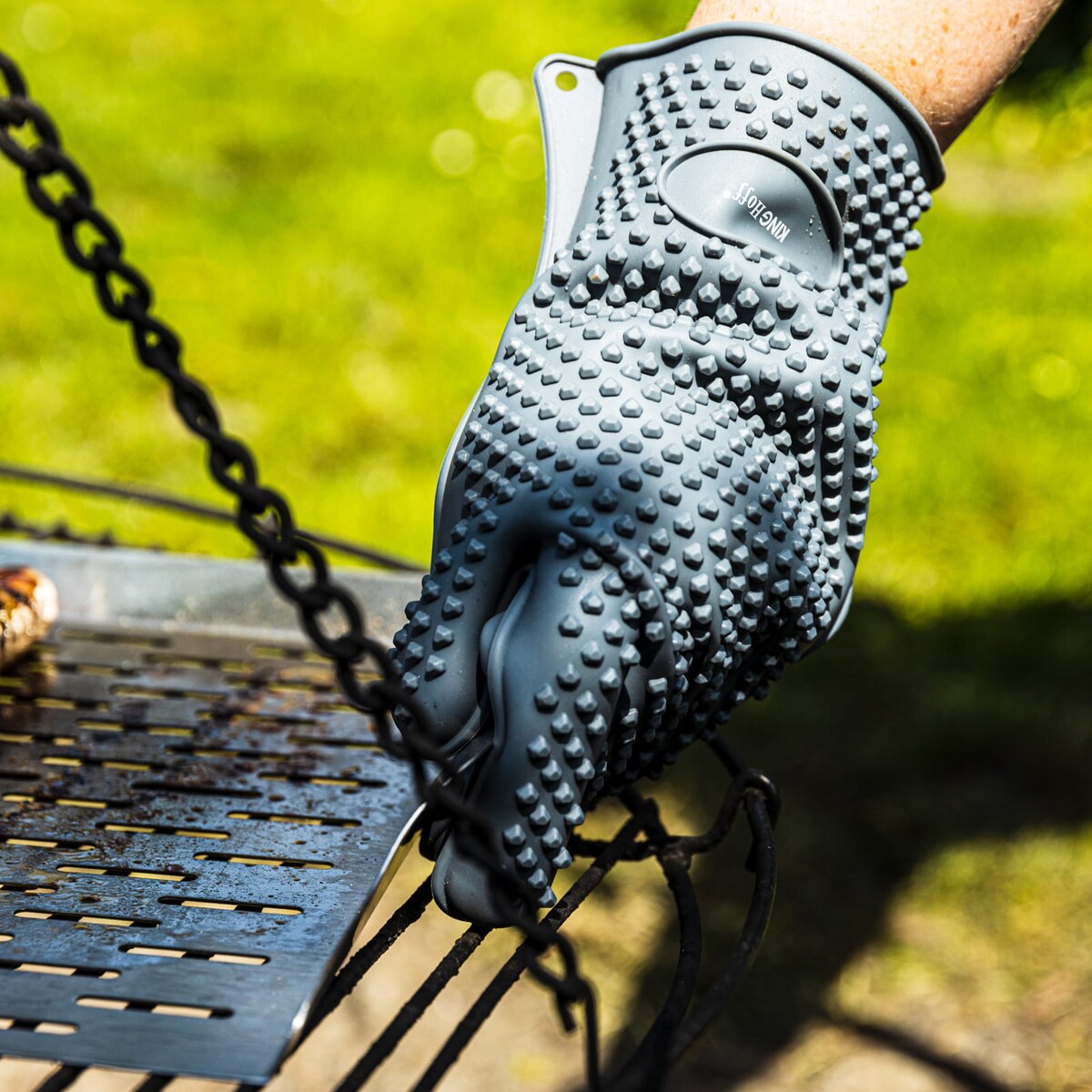 Rękawica kuchenna silikonowa szara uchwyt do gorących naczyń KINGHOFF