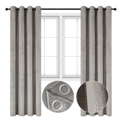 zasłona welurowa ze złotymi kropeczkami 14x250 cm