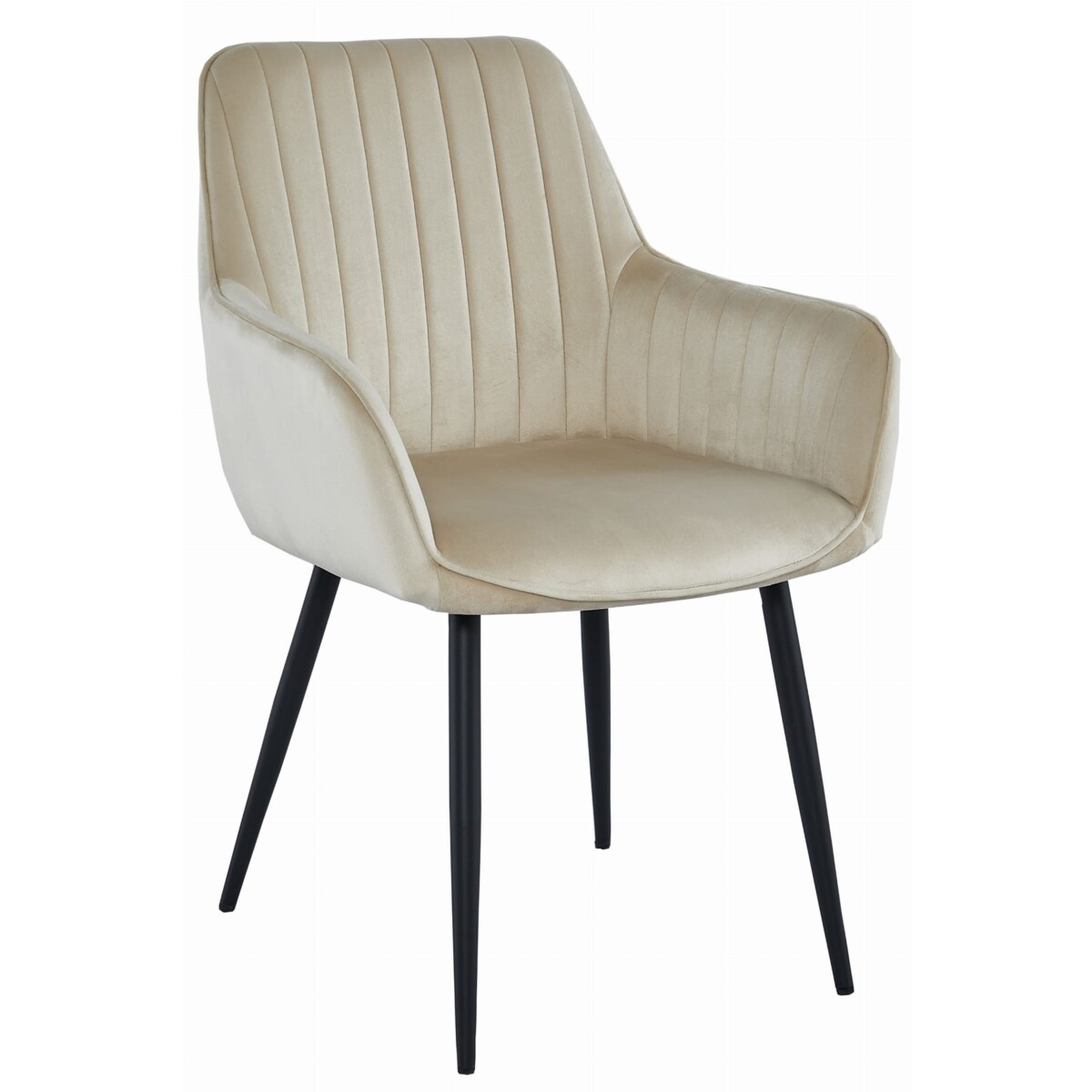 Krzesło Do Jadalni Kuchni Salonu  Solden - Aksamit Beż / Nogi Czarne X 2