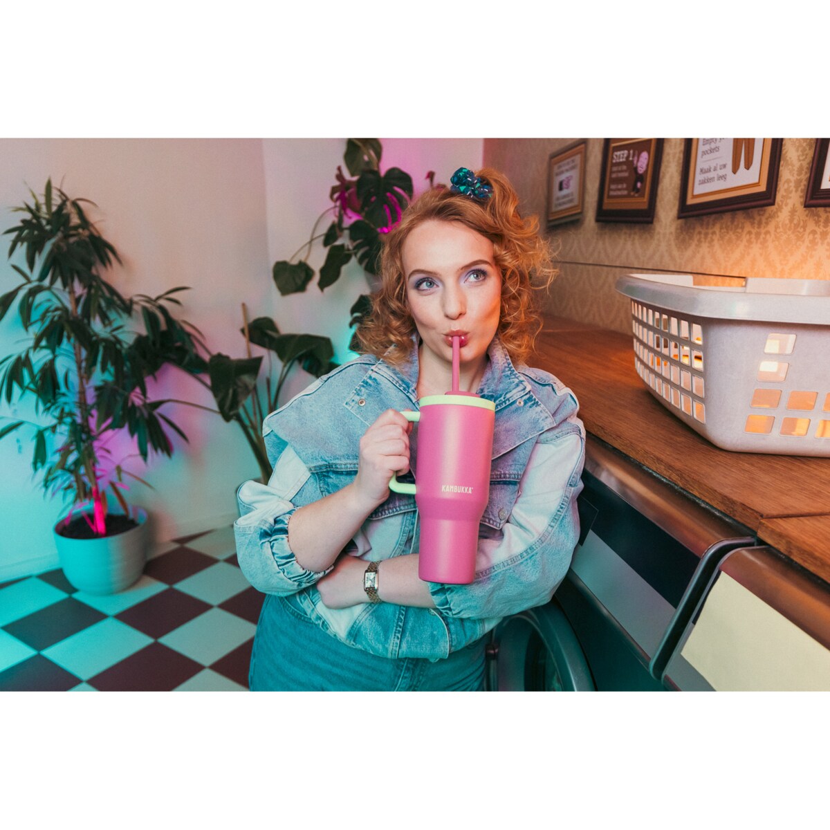 Kambukka Rio kubek termiczny ze słomką 950ml - Bubblegum Mint