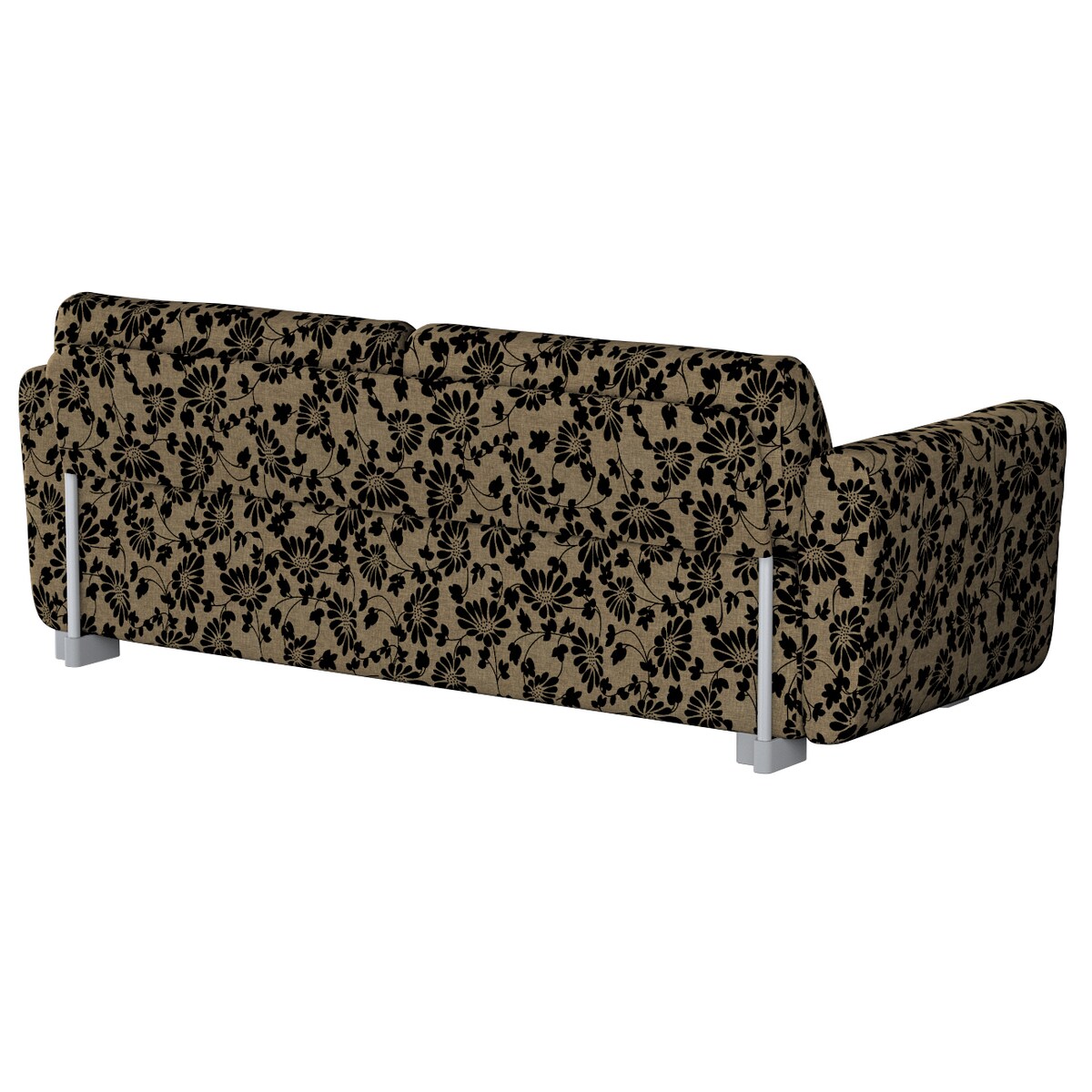 Pokrowiec na sofę 2-osobową Mysinge, czarne kwiaty na beżowym tle, sofa Mysinge 2-os., Living II