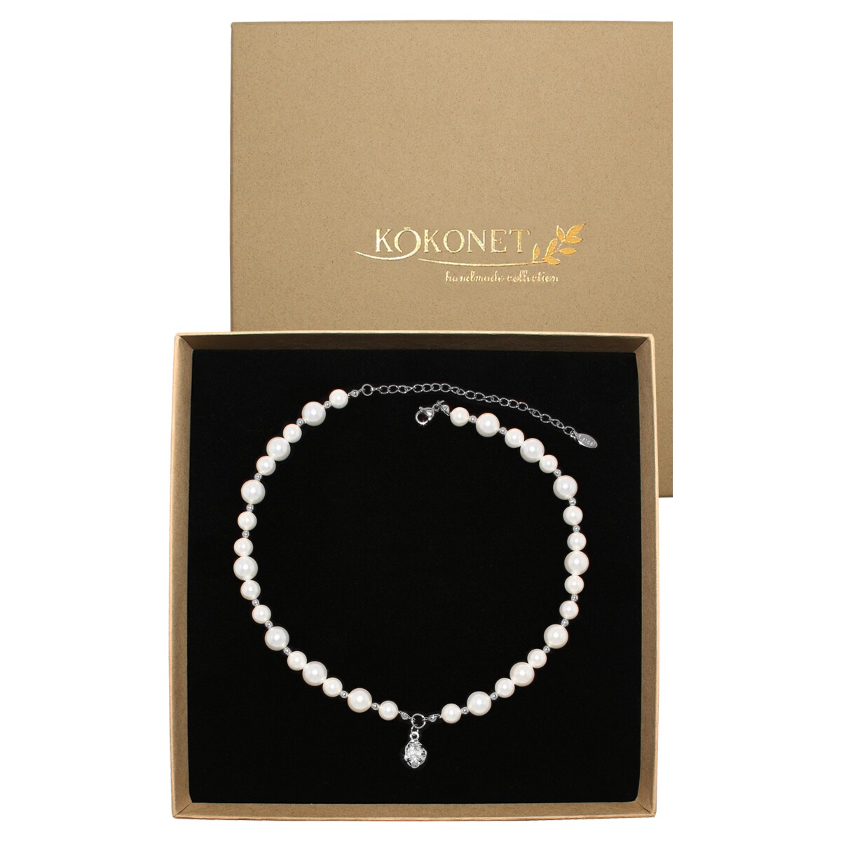 Srebrna KOLIA perłowa perły elegancki naszyjnik robiony vintage BOHO