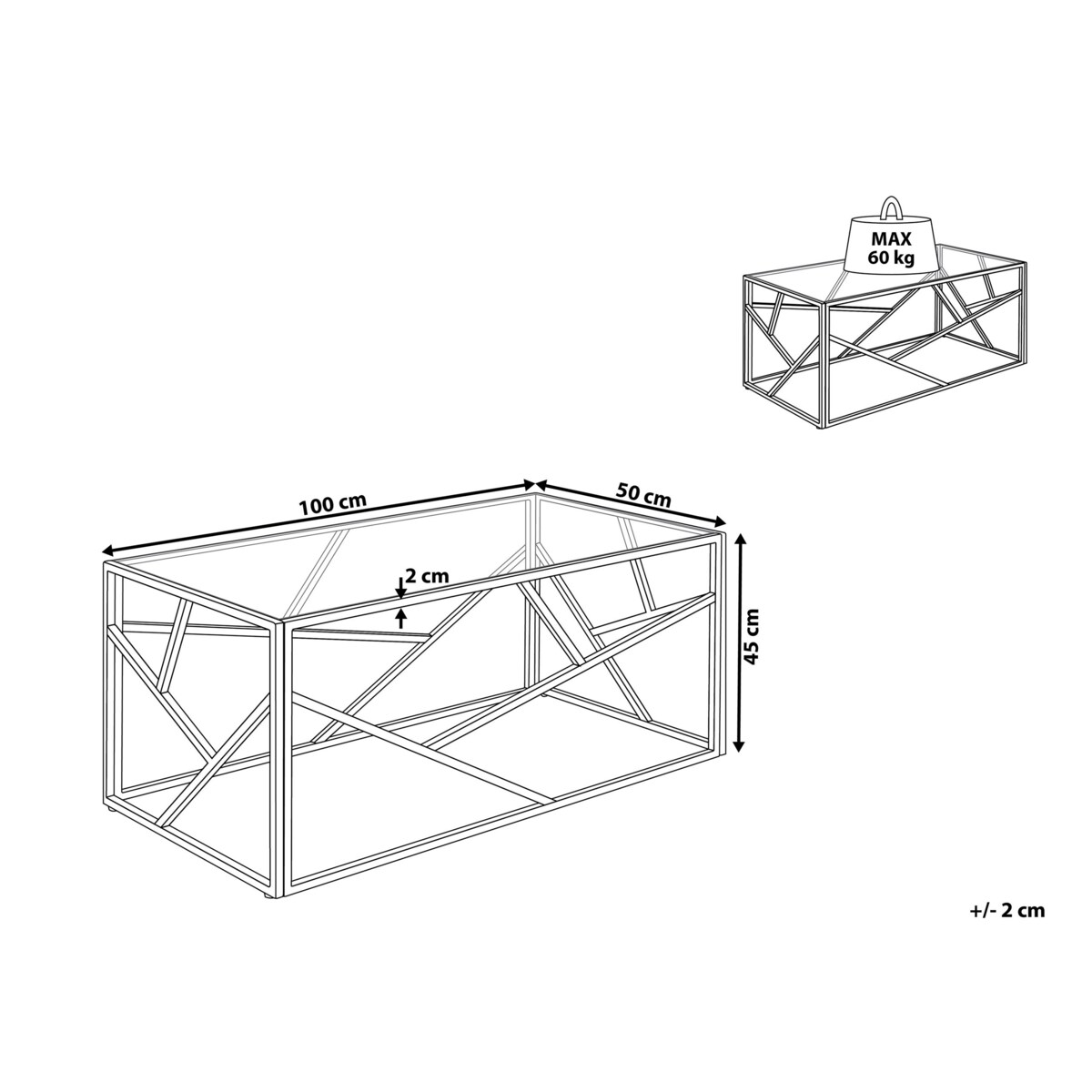 Stolik kawowy szklany złoty ORLAND