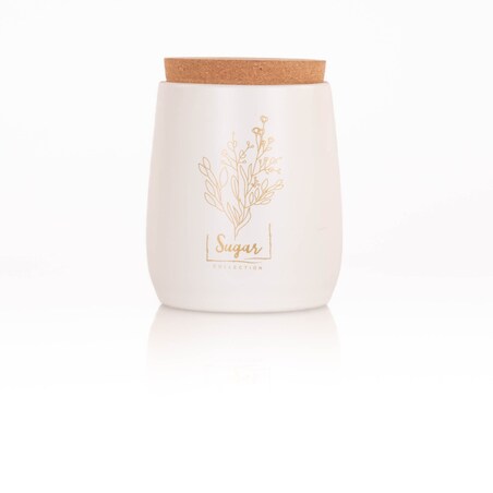 Pojemnik metalowy biały z korkową pokrywką 750 ml SUGAR