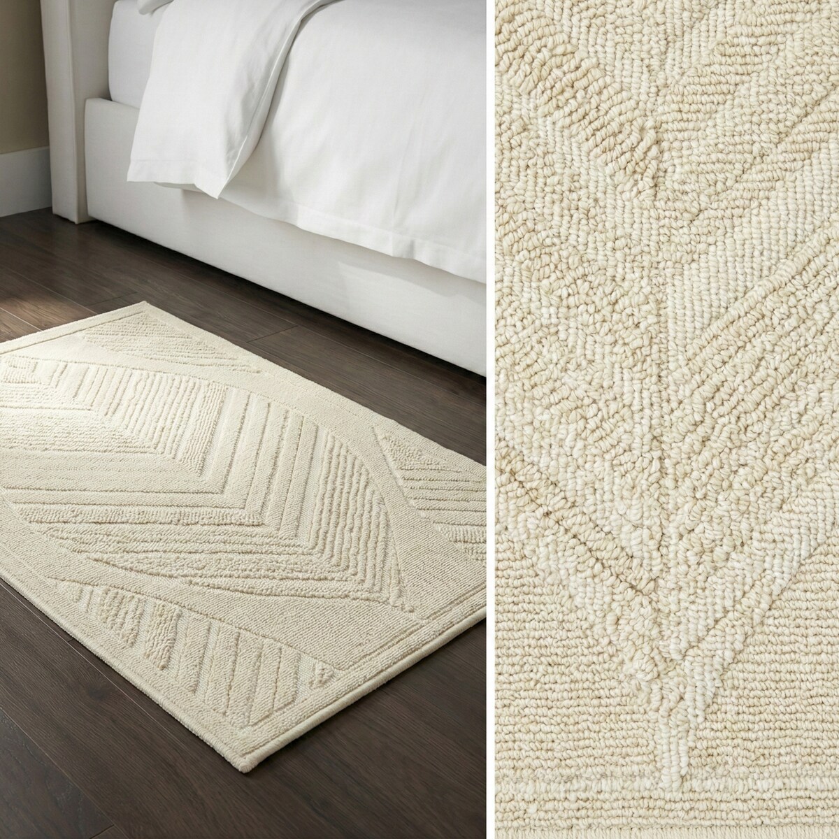 Zestaw 2 szt Dywanik bawełniany 60x90 cm Lino antypoślizgowy egipski do prania pokoju łazienki Boho beżowy