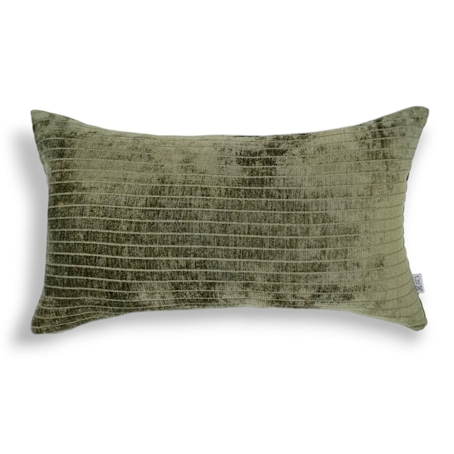 Ciemnozielona oliwkowa poduszka dekoracyjna w prążki 30x50 Lines
