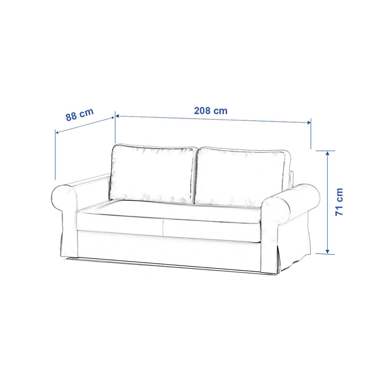 Pokrowiec na sofę Backabro 3-osobową rozkładaną, biała bukla, 208 x 88 x 71 cm, Boucle Teddy