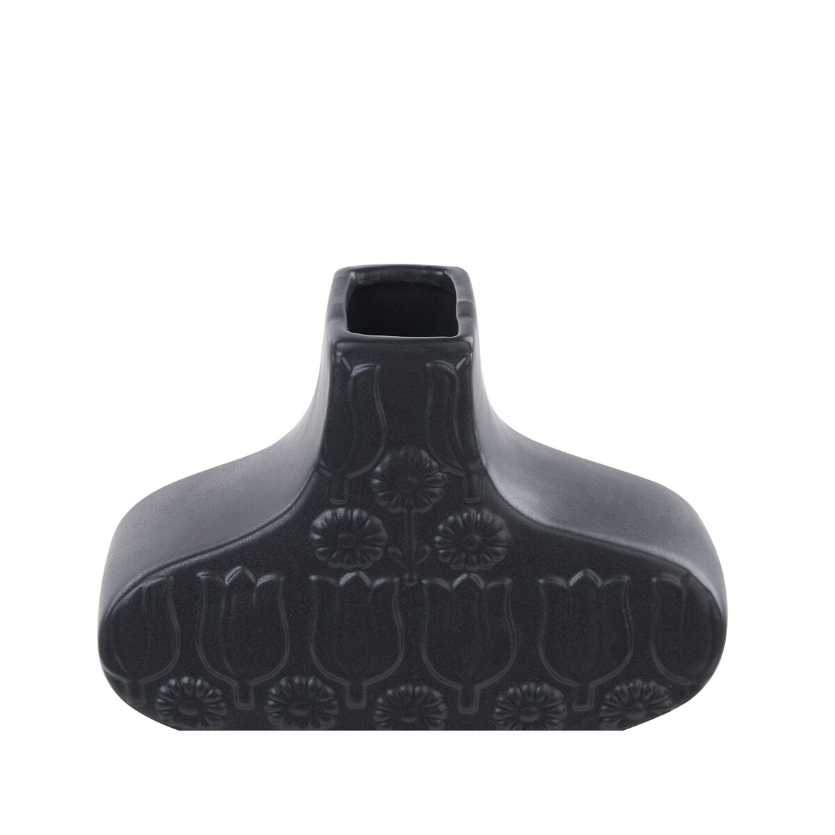 Wazon na kwiaty ceramiczny czarny ARGOS