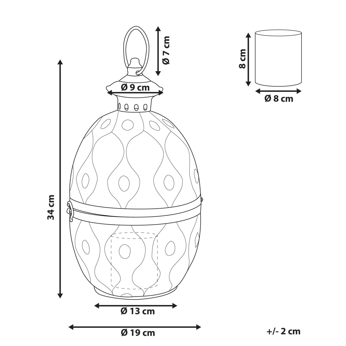 Lampion metalowy 34 cm złoty AMORGOS