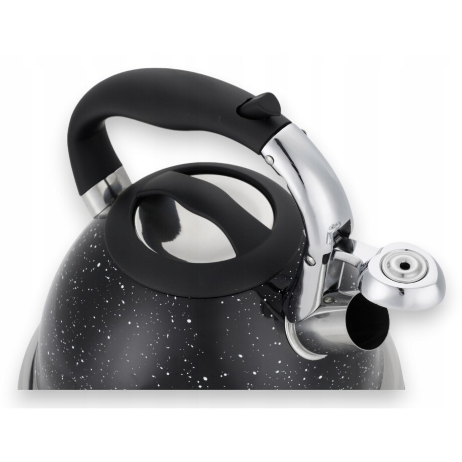 Duży Czarny Marmurkowy Czajnik Z Gwizdkiem Stalowy 3L Na Indukcję Gaz