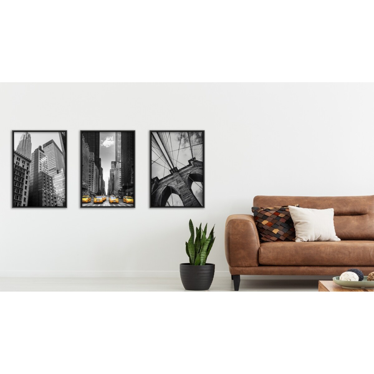 ZESTAW 3x Plakat W Ramie NEW YORK Wieżowce 60x80cm