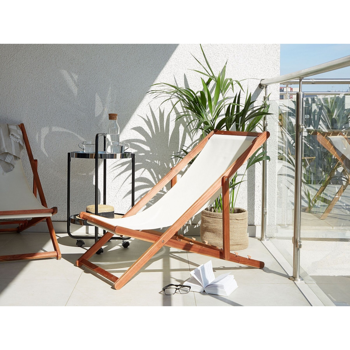 Leżak ogrodowy i zestaw 2 wymiennych tkanin (różne warianty) ciemne drewno ANZIO