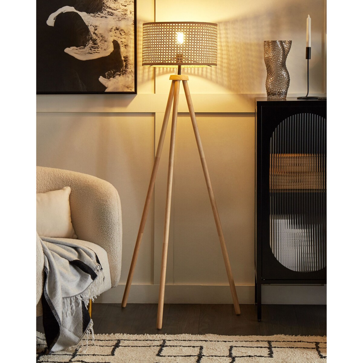 Lampa podłogowa PENTON Rattan Naturalny