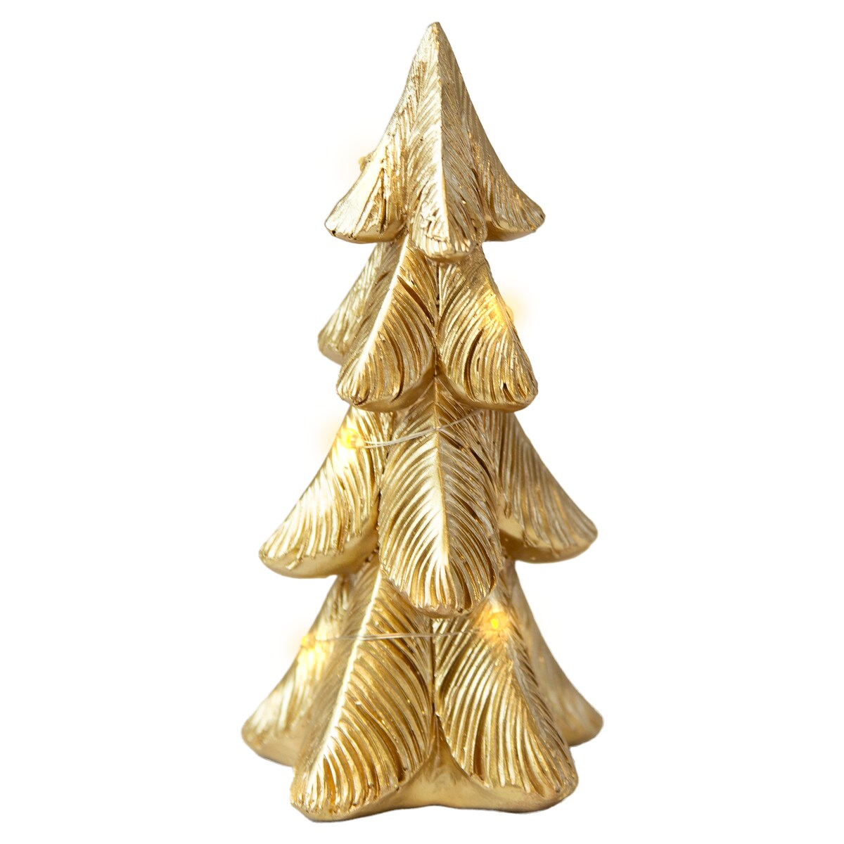 Choinka Led Złota Świecąca Figurka 15,5 Cm Ozdobna Dekoracja Świąteczna Na Baterie