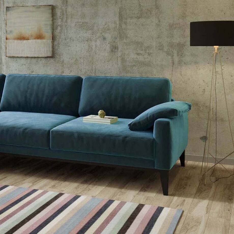 Sofa narożna Musso - ciemnogranatowa z pikowanym siedziskiem