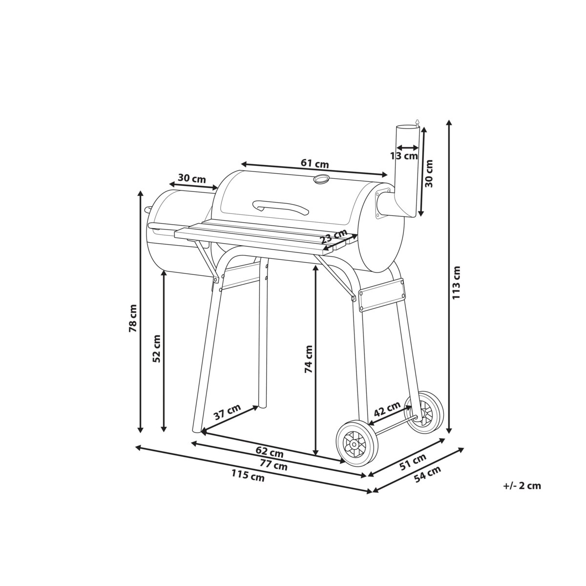 Grill węglowy z wędzarnią czarny KATLA