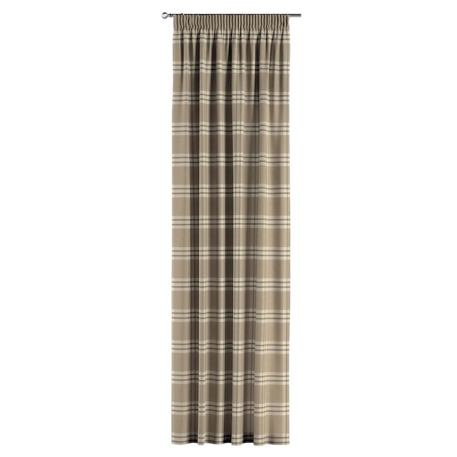 Zasłona na taśmie marszczącej 1 szt. 130x245 krata beżowa