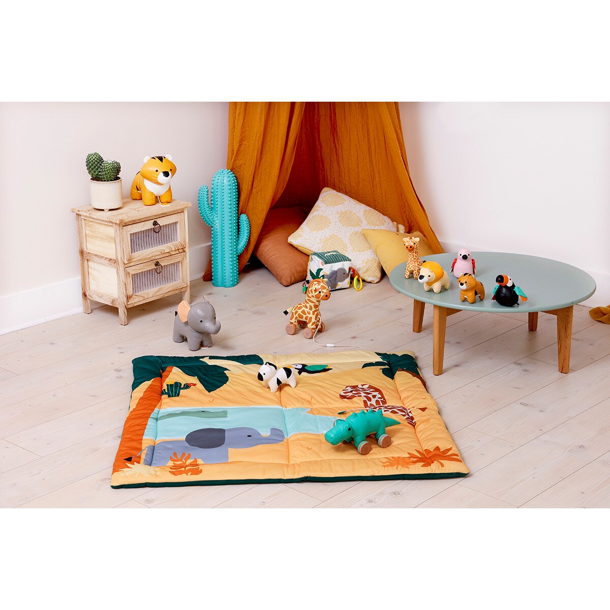 Dwustronna mata edukacyjna, patchworkowa - dżungla