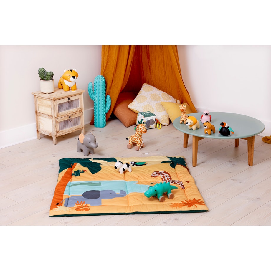 Dwustronna mata edukacyjna, patchworkowa - dżungla